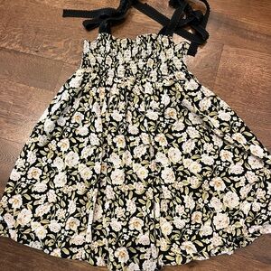 En Saison Black and Floral Smocked Dress